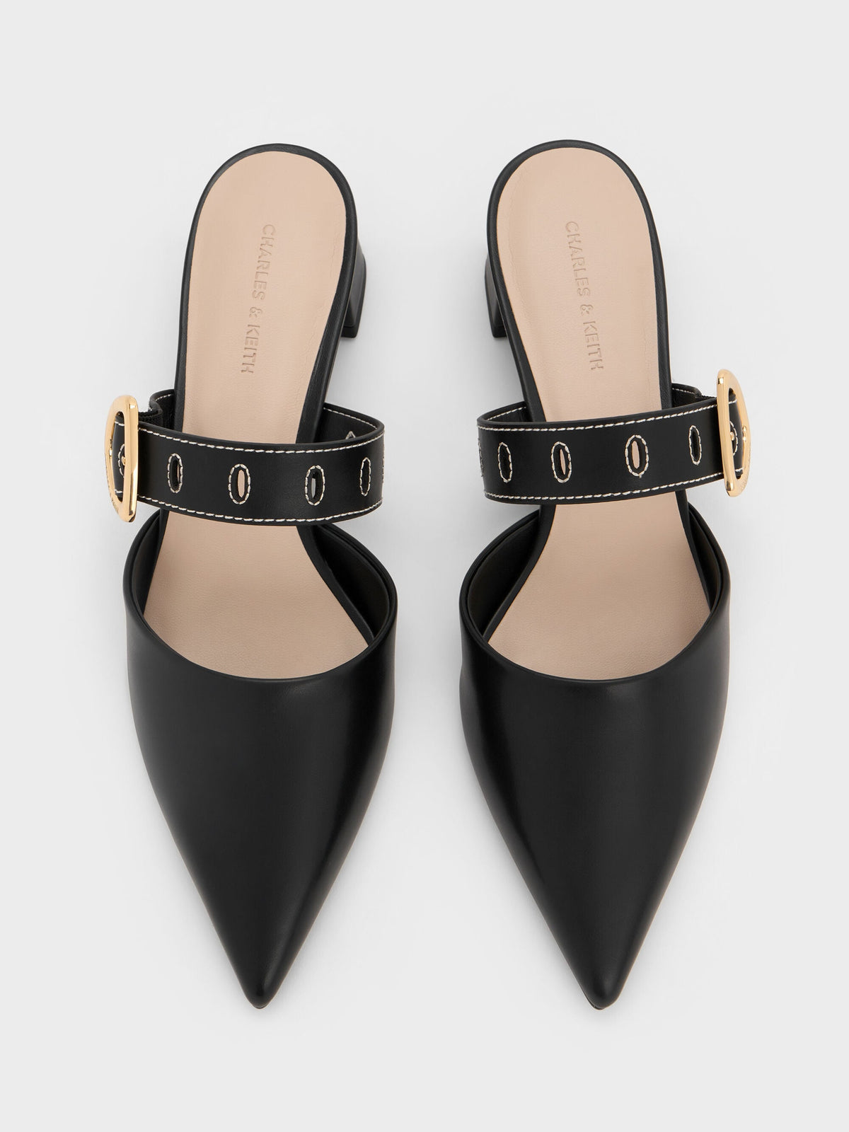 Sepphe Buckle-Strap Heeled Mules - Black | CHARLES & KEITH