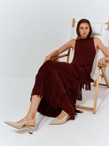 Raffia Sculptural-Heel Slingback Pumps - Beige | CHARLES & KEITH