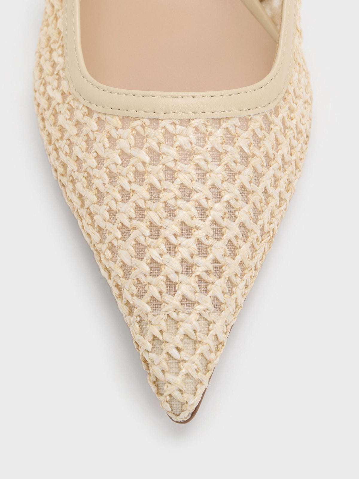 Raffia Sculptural-Heel Slingback Pumps - Beige | CHARLES & KEITH