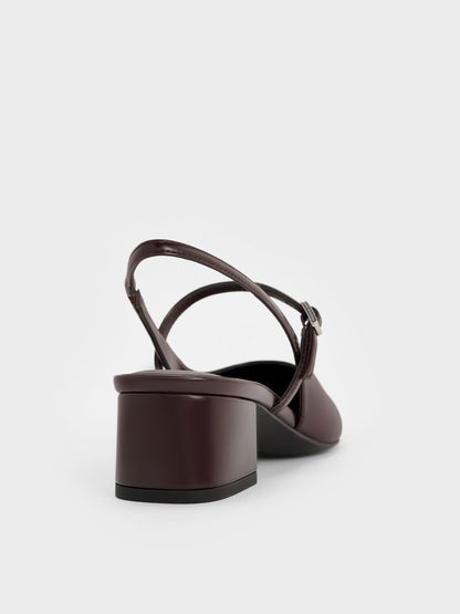 Slingback Mary Jane Pumps - Burgundy | CHARLES & KEITH