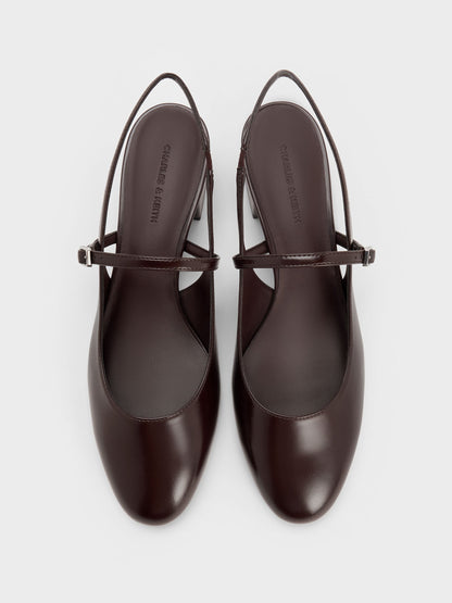 Slingback Mary Jane Pumps - Burgundy | CHARLES & KEITH