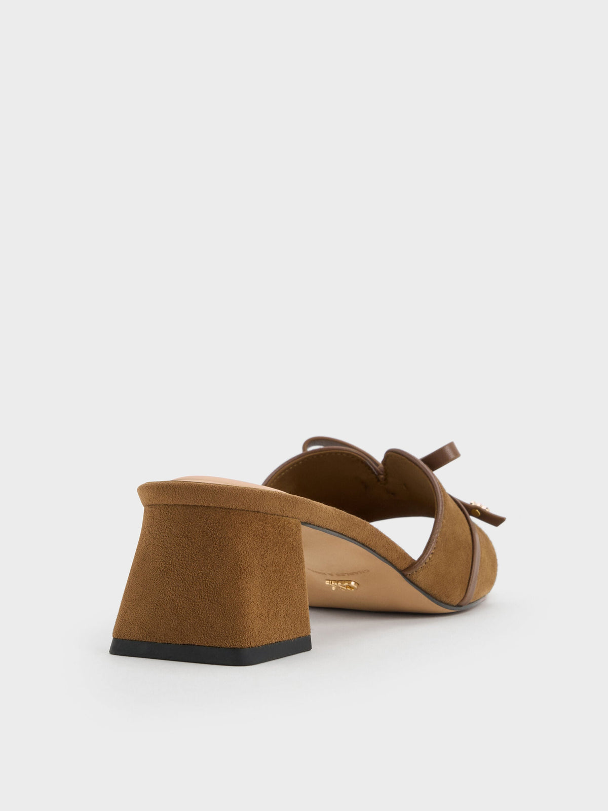 Leather & Suede Bow Heeled Mules - Brown | CHARLES & KEITH
