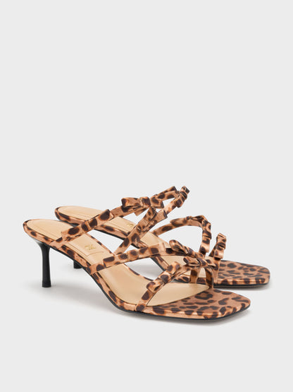 Jessy Leopard-Print Bow Heeled Sandals - Multi | CHARLES & KEITH