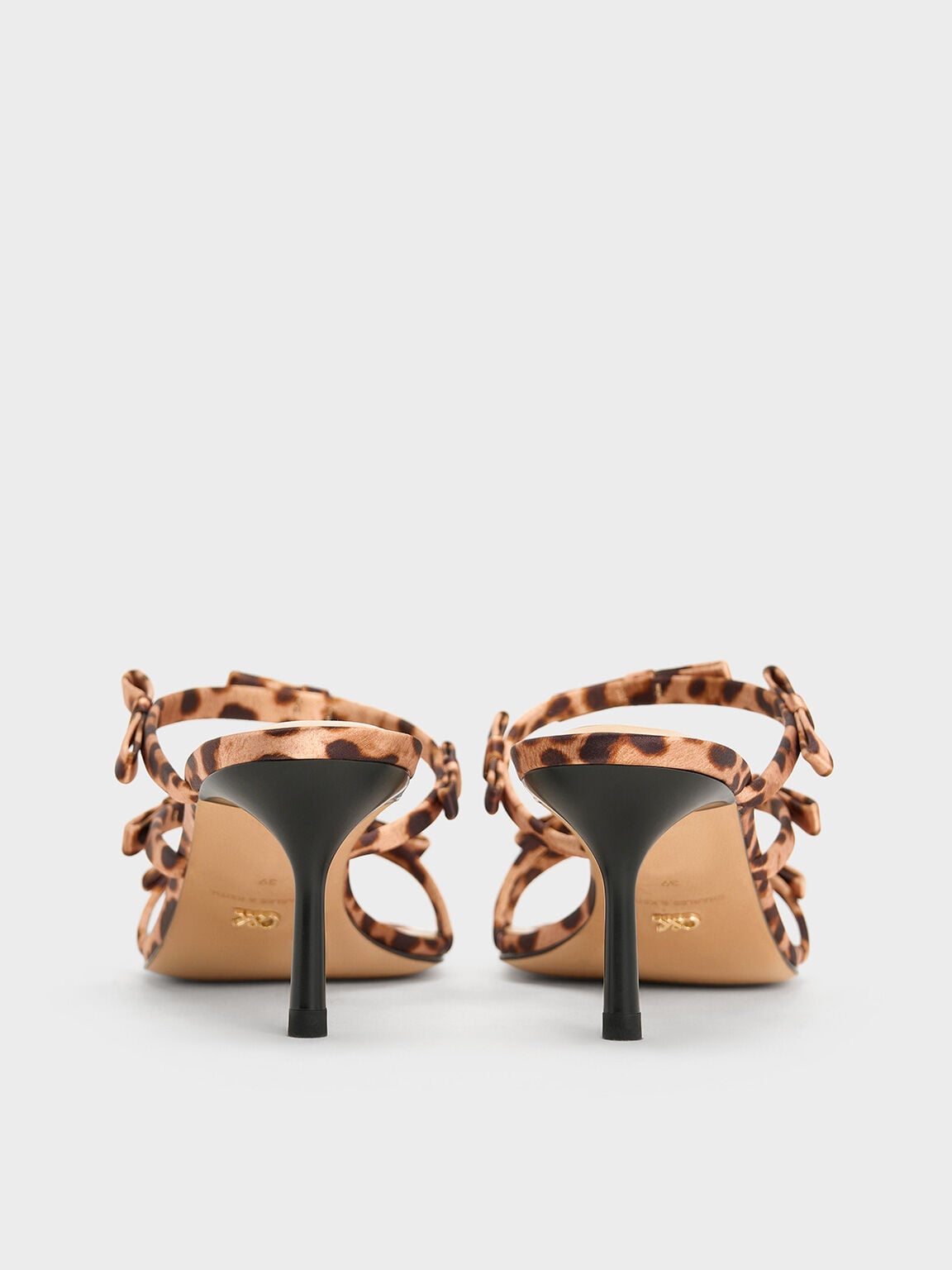 Jessy Leopard-Print Bow Heeled Sandals - Multi | CHARLES & KEITH