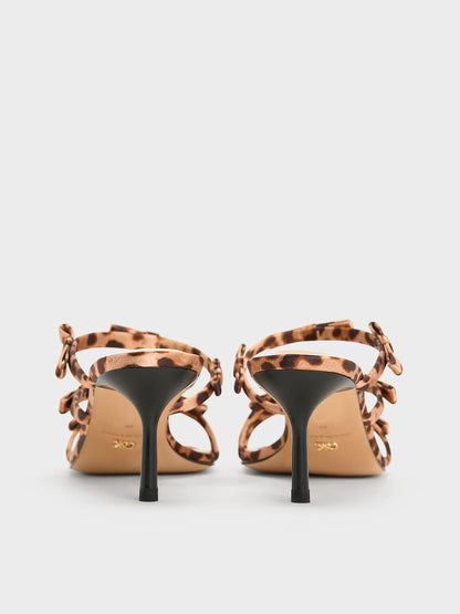 Jessy Leopard-Print Bow Heeled Sandals - Multi | CHARLES & KEITH
