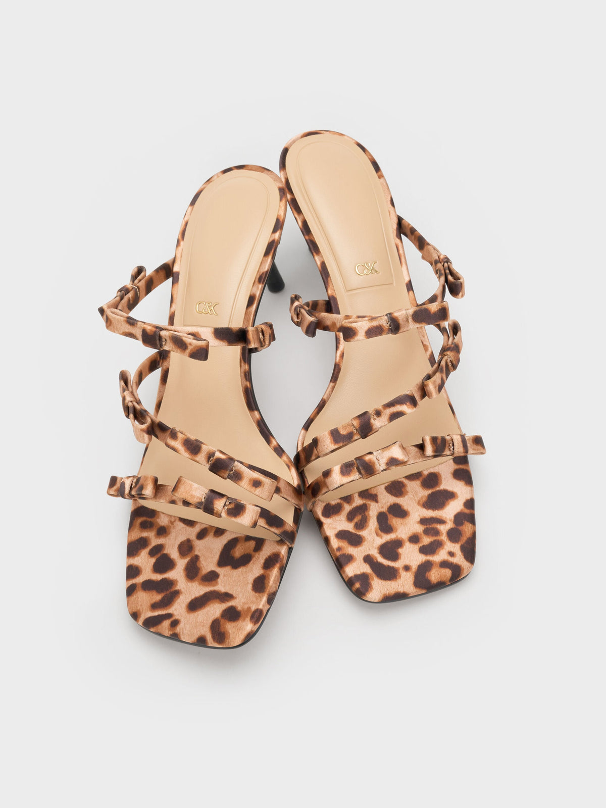 Jessy Leopard-Print Bow Heeled Sandals - Multi | CHARLES & KEITH