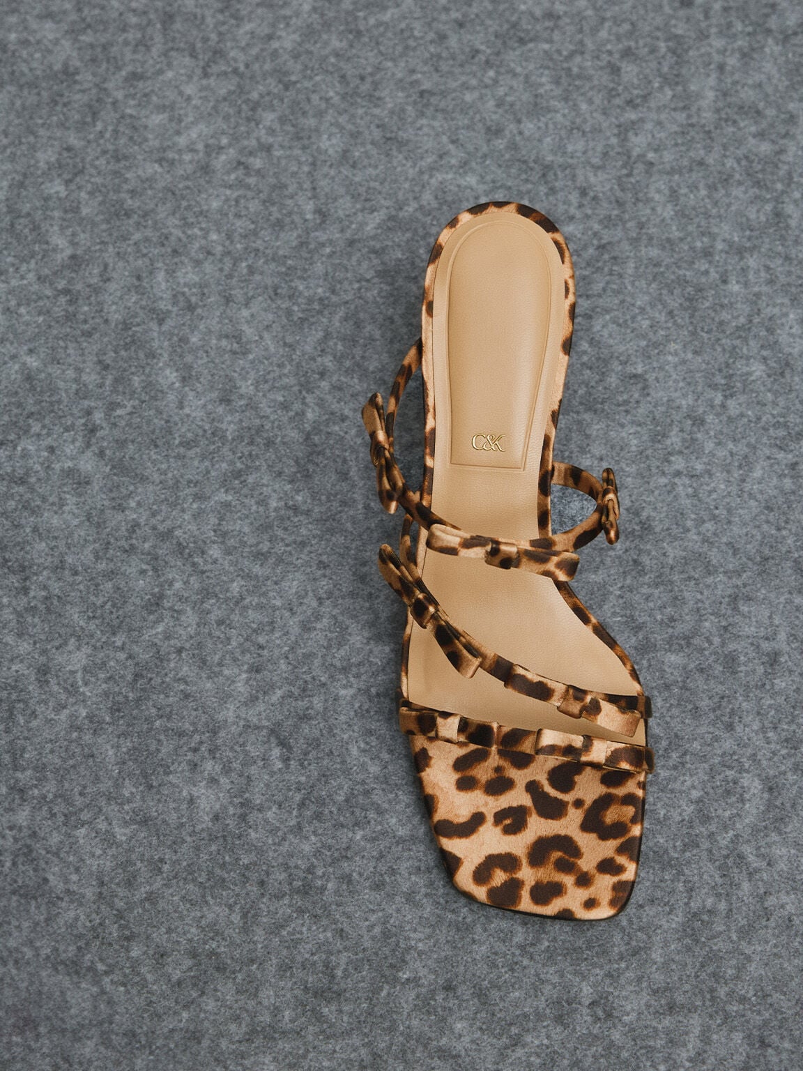 Jessy Leopard-Print Bow Heeled Sandals - Multi | CHARLES & KEITH