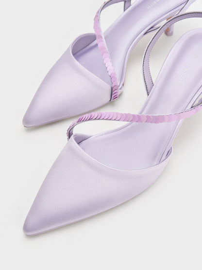 Briella Sequinned Slingback Pumps - Lilac | CHARLES & KEITH