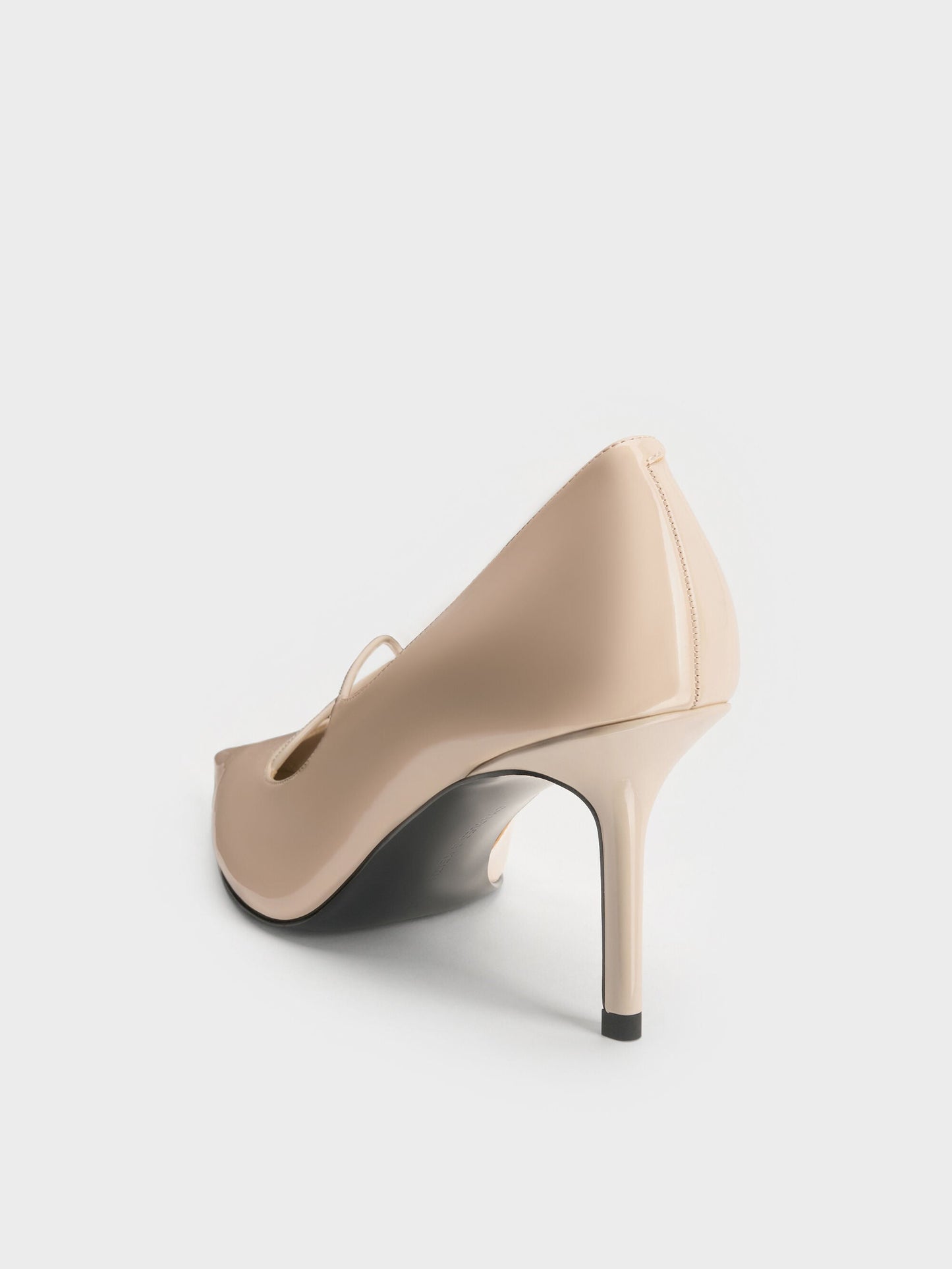 Patent Crossover Pointed Pumps - Nude | CHARLES & KEITH