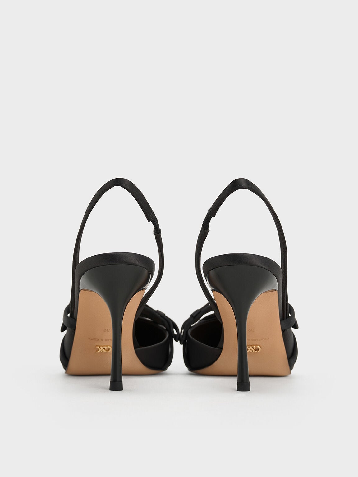 Jessy Bow Slingback Pumps - Black Textured | CHARLES & KEITH