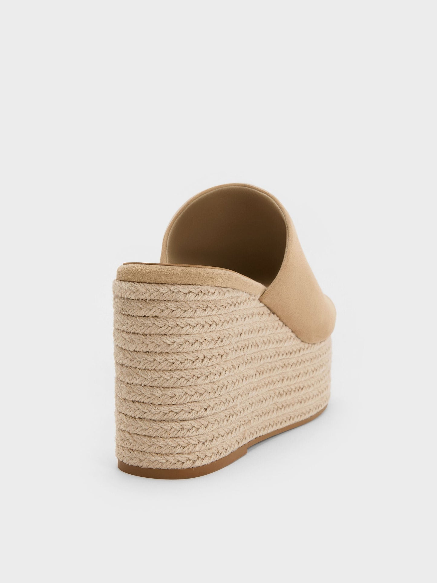 Faux Suede Metallic-Accent Espadrille Wedges - Sand | CHARLES & KEITH