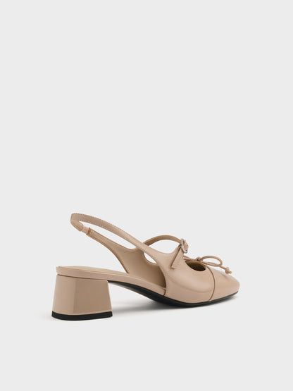 Patent Bow Slingback Pumps - Nude | CHARLES & KEITH