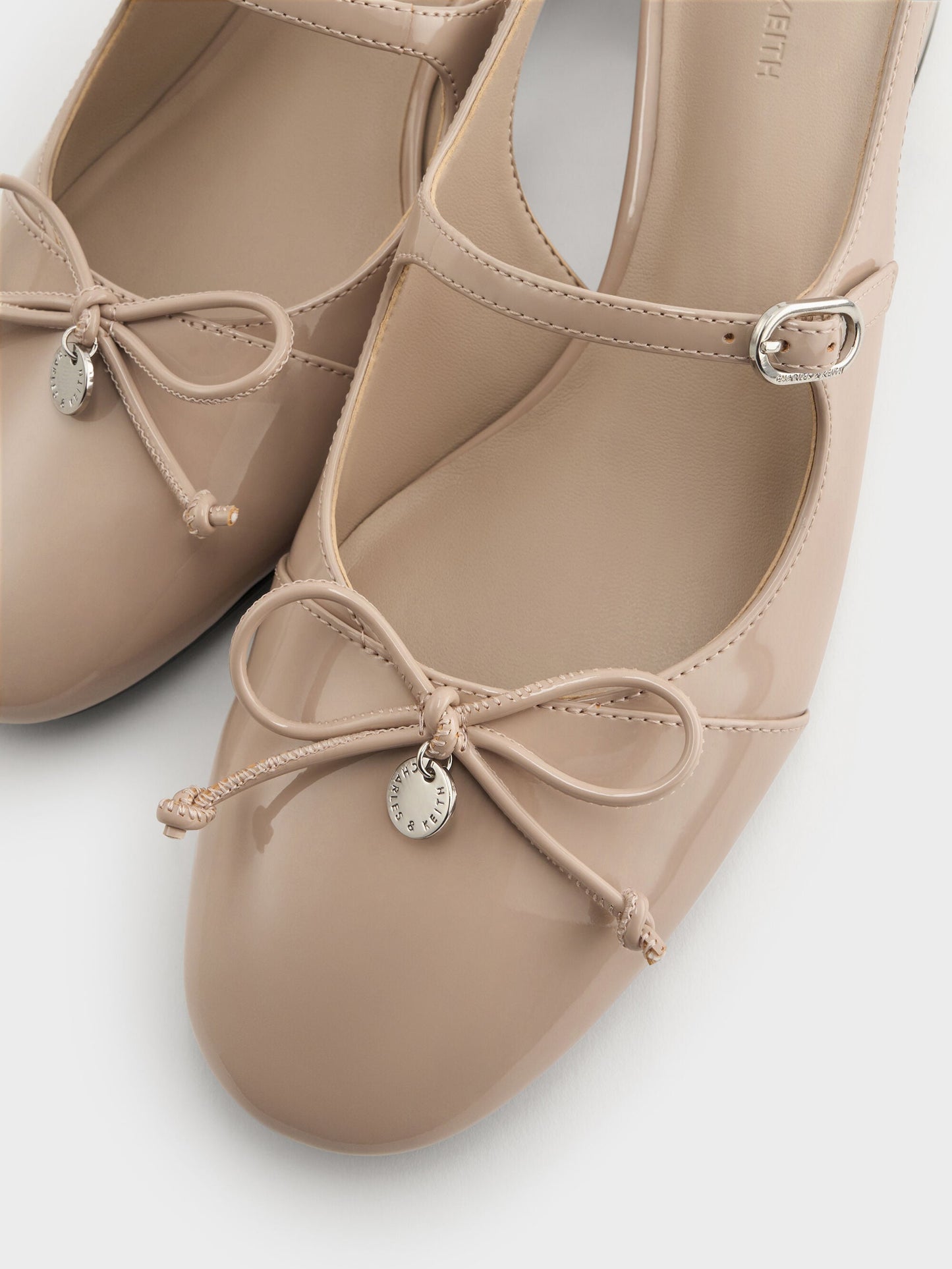 Patent Bow Slingback Pumps - Nude | CHARLES & KEITH