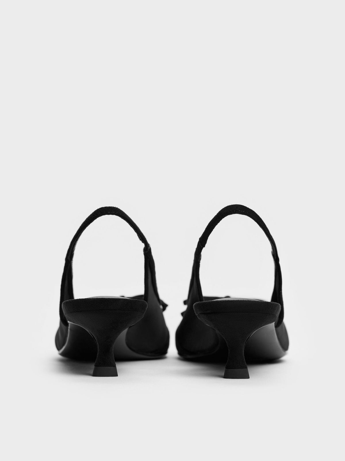 Mulligan Mesh Bow Slingback Pumps - Black Textured | CHARLES & KEITH