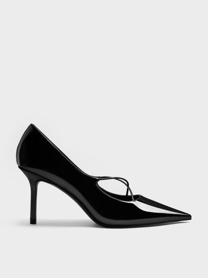 Patent Crossover Pointed Pumps - Black Patent | CHARLES & KEITH