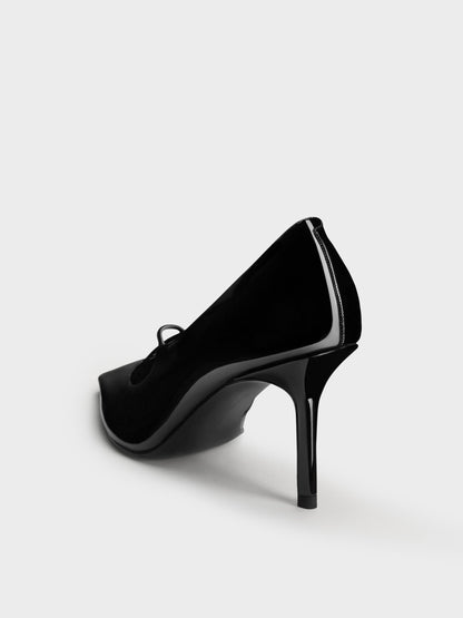 Patent Crossover Pointed Pumps - Black Patent | CHARLES & KEITH