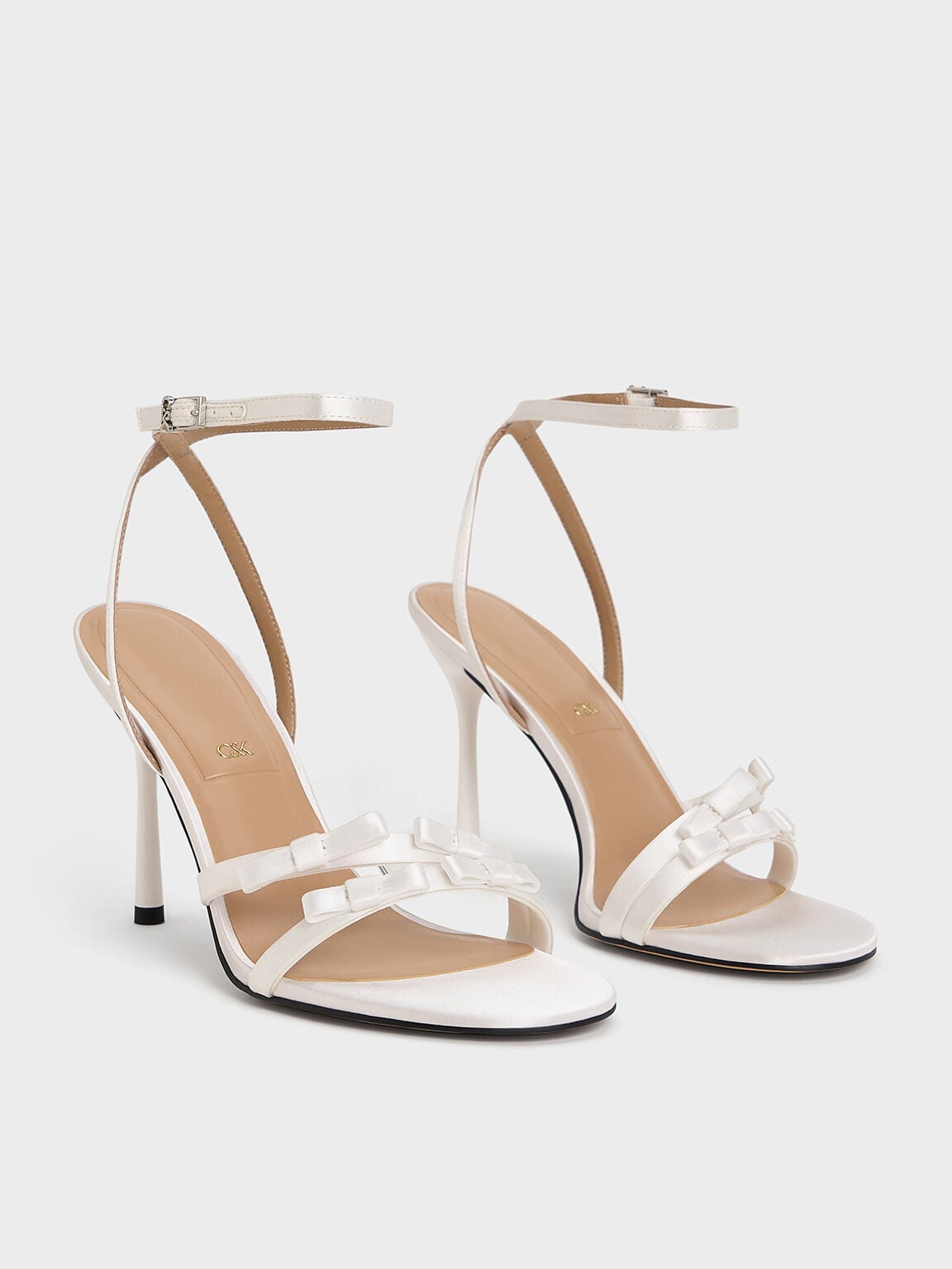 Jessy Bow Stiletto Sandals - White | CHARLES & KEITH