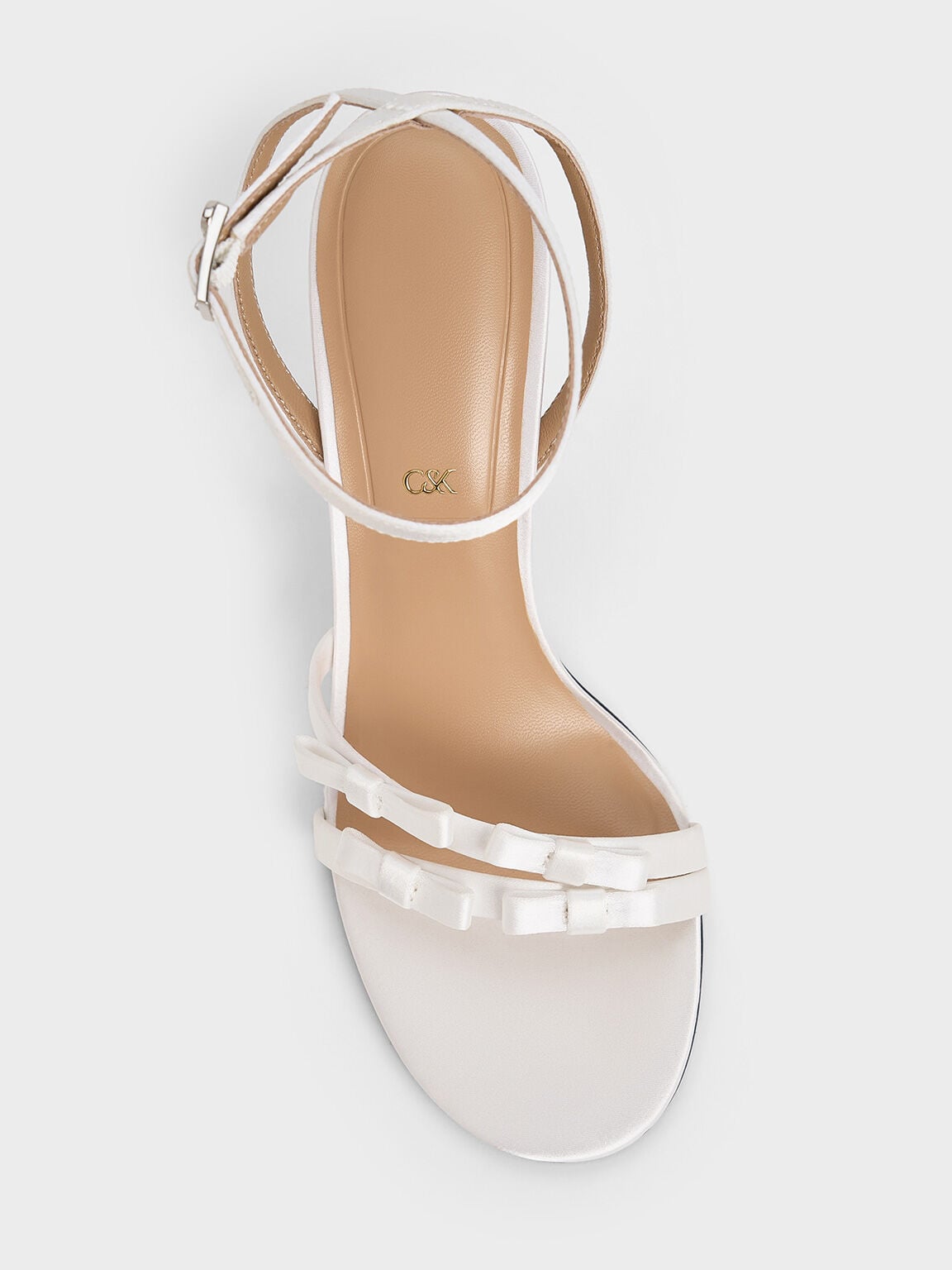 Jessy Bow Stiletto Sandals - White | CHARLES & KEITH