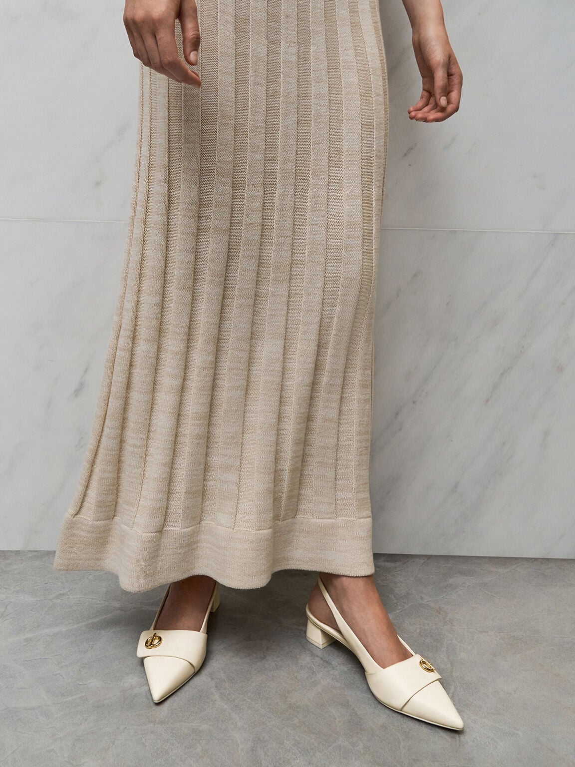 Marley Slingback Pumps - Chalk | CHARLES & KEITH