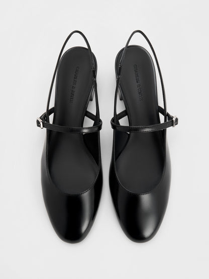 Slingback Mary Jane Pumps - Black | CHARLES & KEITH