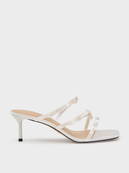 Jessy Bow Heeled Sandals - White | CHARLES & KEITH