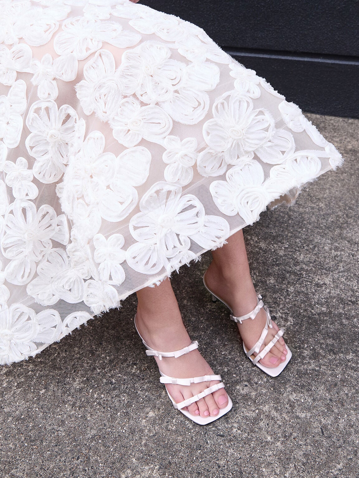 Jessy Bow Heeled Sandals - White | CHARLES & KEITH