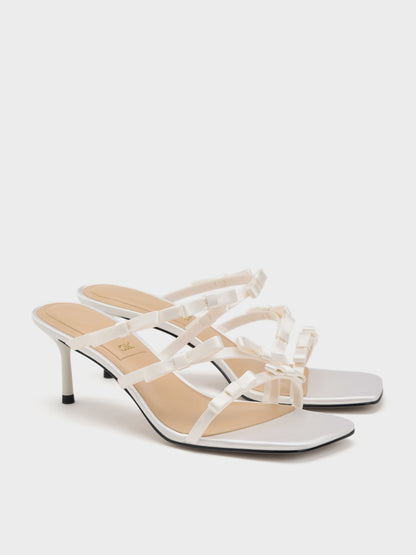 Jessy Bow Heeled Sandals - White | CHARLES & KEITH