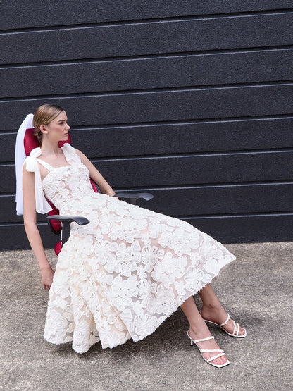 Jessy Bow Heeled Sandals - White | CHARLES & KEITH