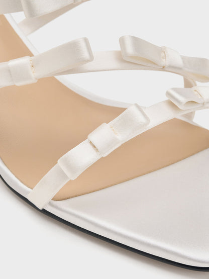 Jessy Bow Heeled Sandals - White | CHARLES & KEITH