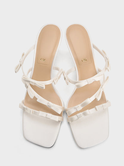 Jessy Bow Heeled Sandals - White | CHARLES & KEITH