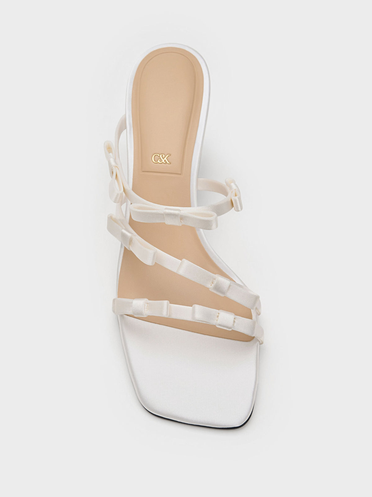 Jessy Bow Heeled Sandals - White | CHARLES & KEITH