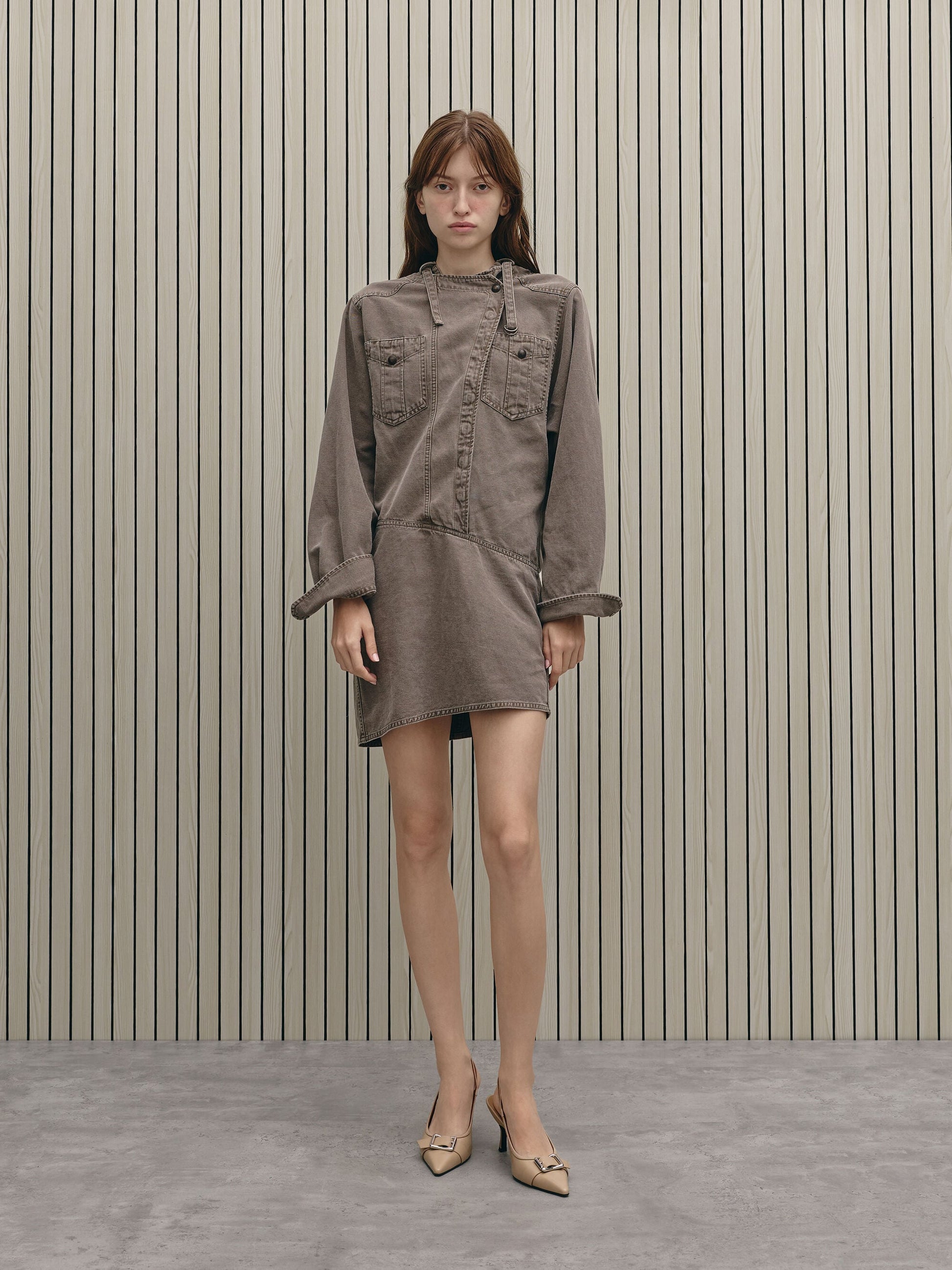 Anita Buckled Pointed Slingback Pumps - Taupe | CHARLES & KEITH