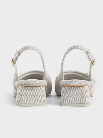Marley Tweed Slingback Pumps - Light Grey | CHARLES & KEITH