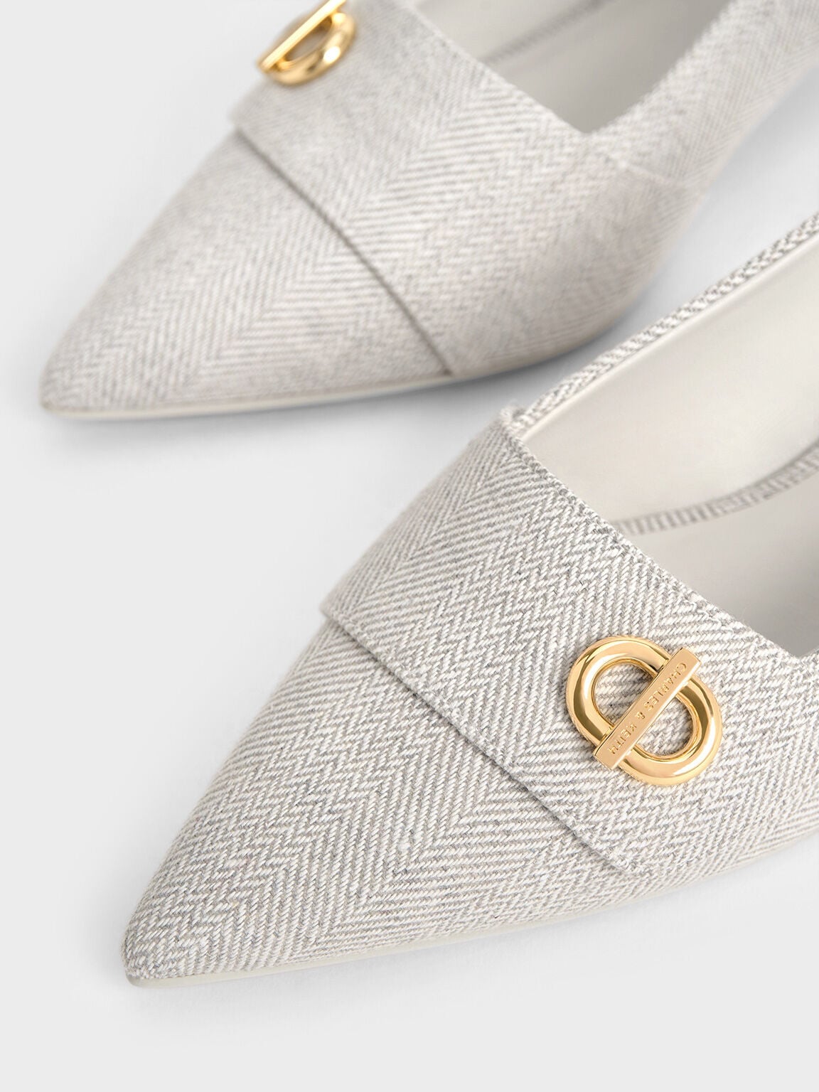 Marley Tweed Slingback Pumps - Light Grey | CHARLES & KEITH