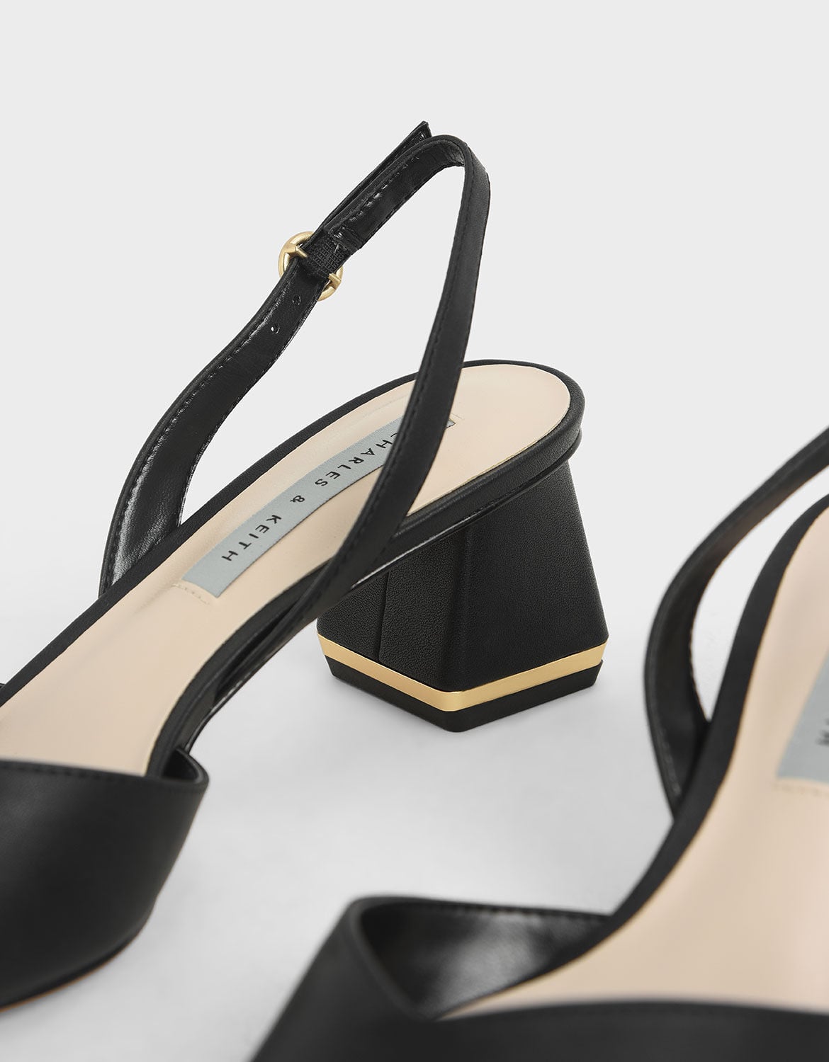 Katarina Metallic-Heel Slingback Pumps - Black | CHARLES & KEITH