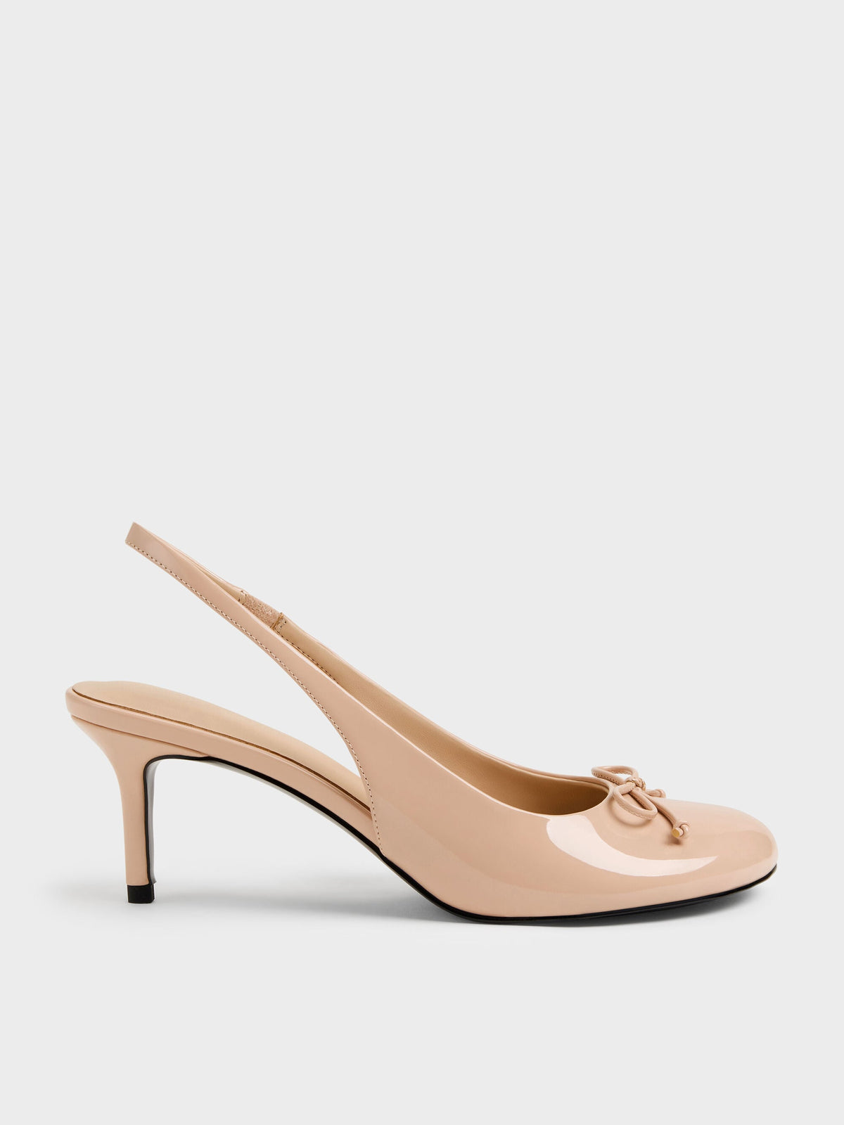 Imani Patent Asymmetric Slingback Pumps - Nude | CHARLES & KEITH