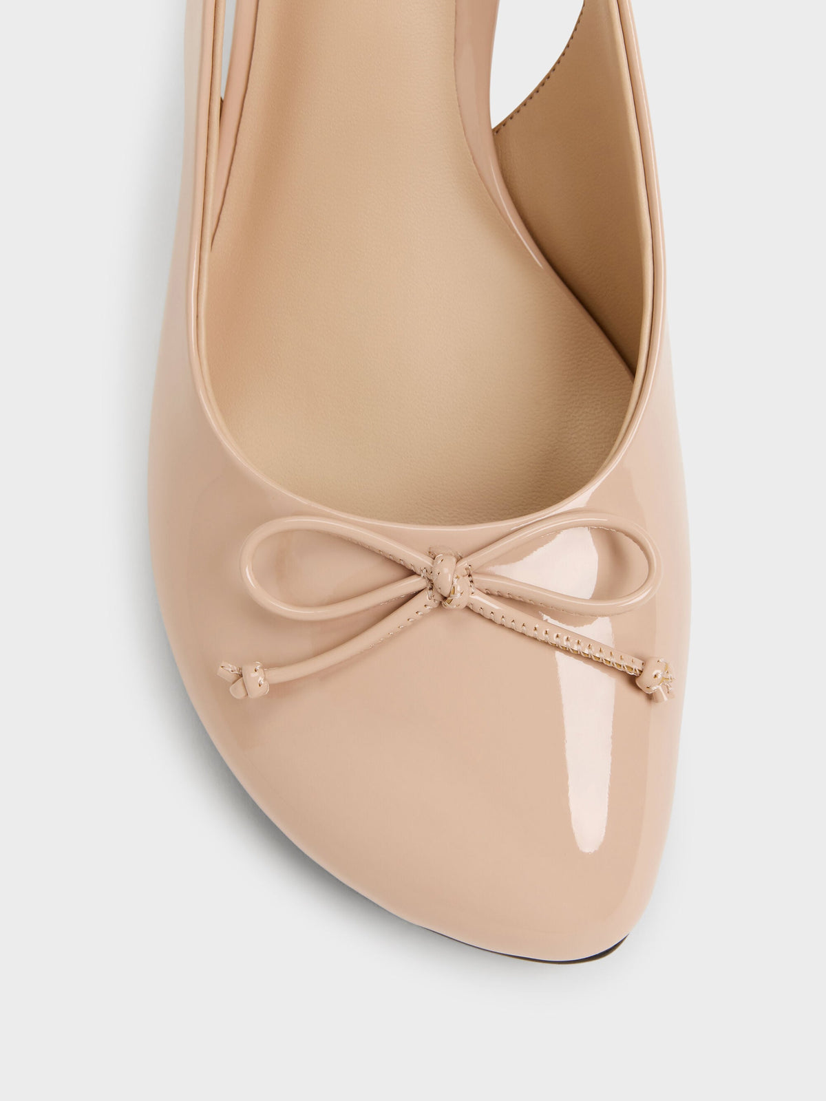 Imani Patent Asymmetric Slingback Pumps - Nude | CHARLES & KEITH