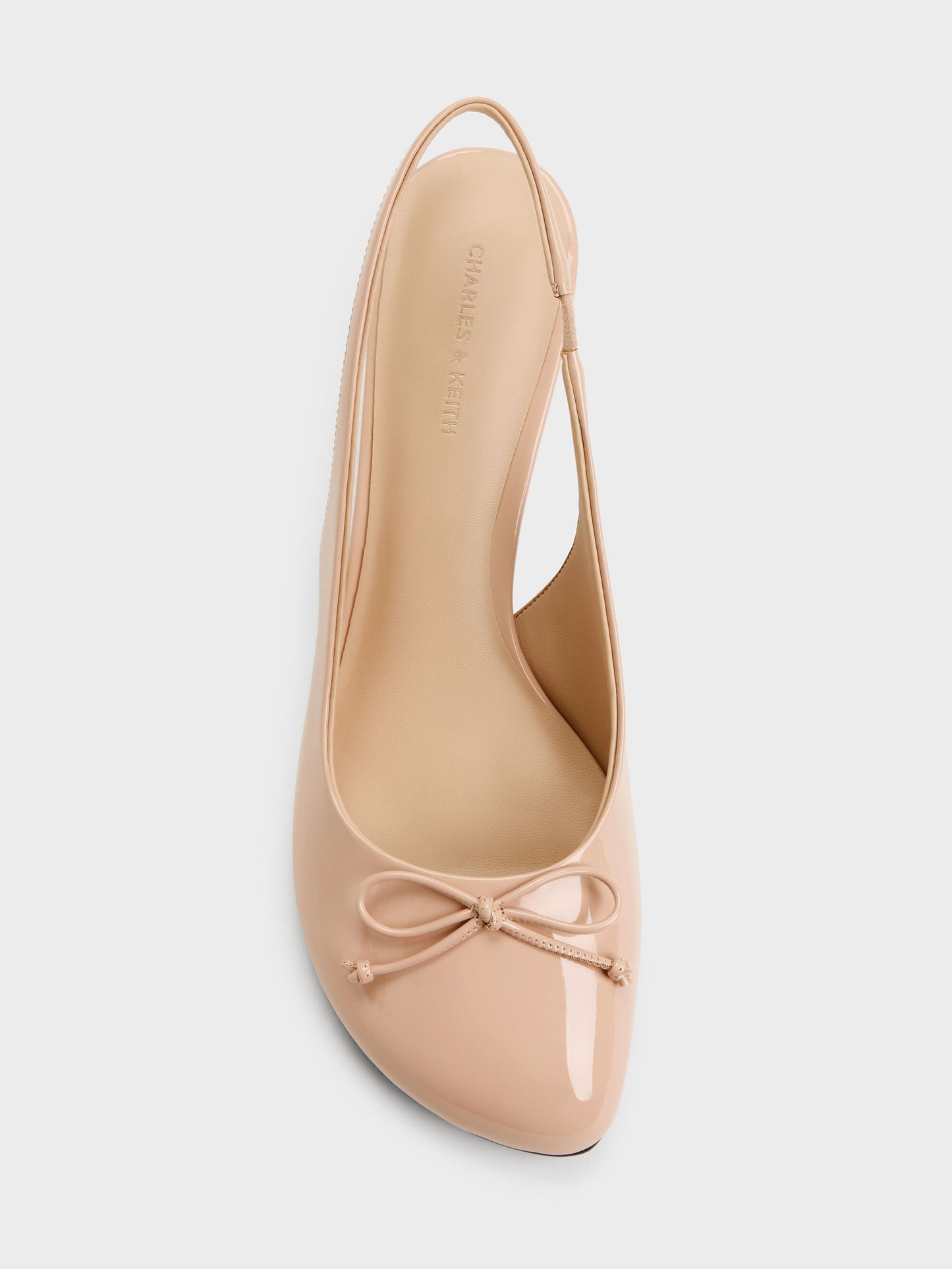 Imani Patent Asymmetric Slingback Pumps - Nude | CHARLES & KEITH
