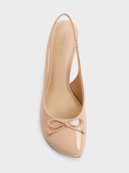 Imani Patent Asymmetric Slingback Pumps - Nude | CHARLES & KEITH
