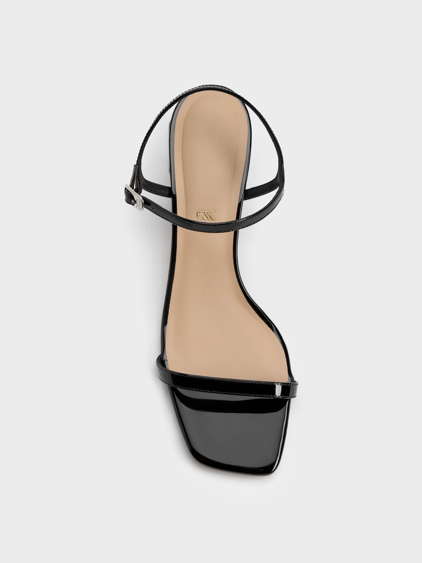Emmaline Patent Leather Crystal Sandals - Black Patent | CHARLES & KEITH