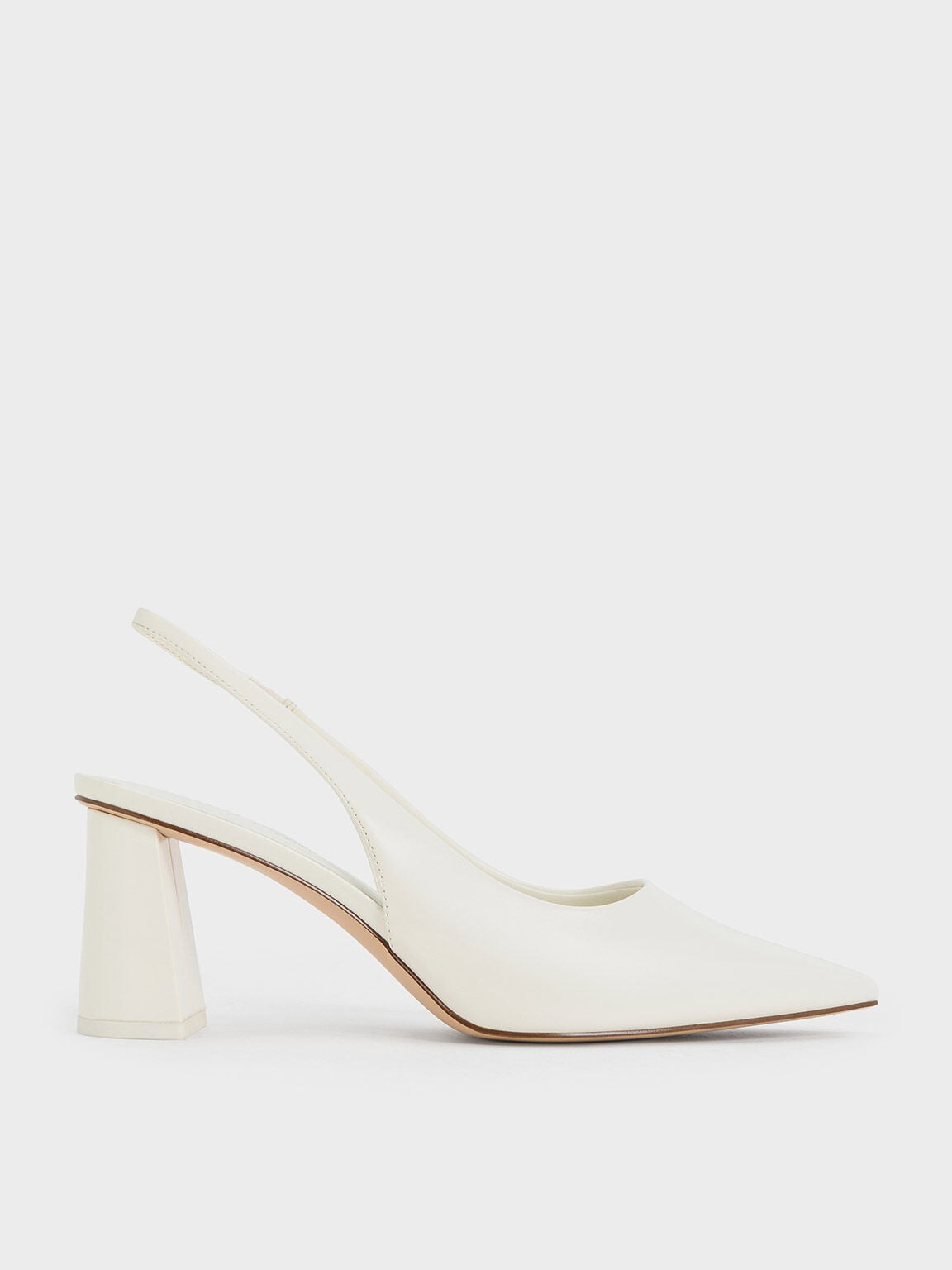 Teagan Pointed Slingback Pumps - White | CHARLES & KEITH