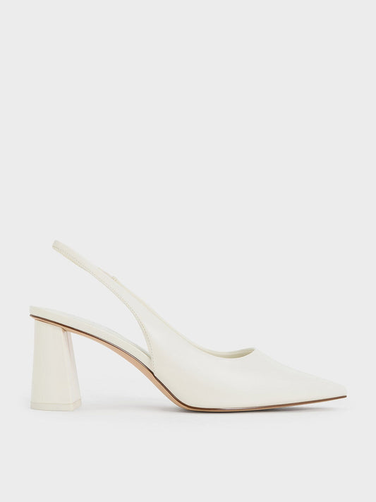 Teagan Pointed Slingback Pumps - White | CHARLES & KEITH