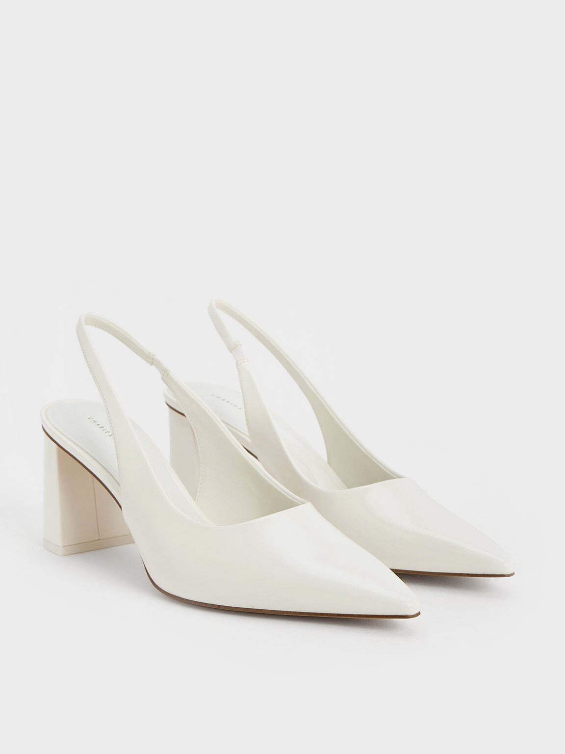 Teagan Pointed Slingback Pumps - White | CHARLES & KEITH