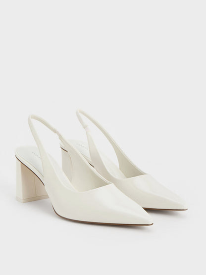 Teagan Pointed Slingback Pumps - White | CHARLES & KEITH