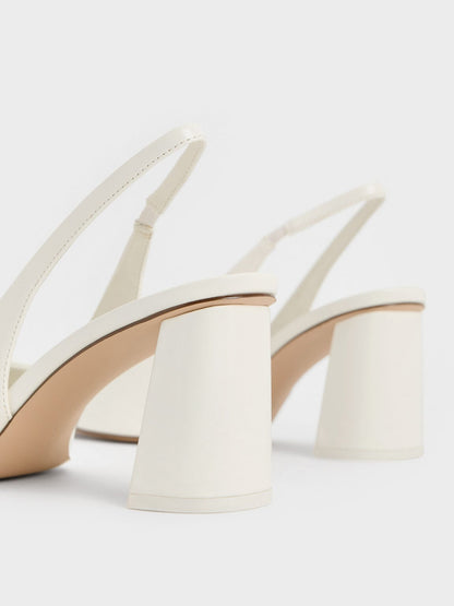 Teagan Pointed Slingback Pumps - White | CHARLES & KEITH