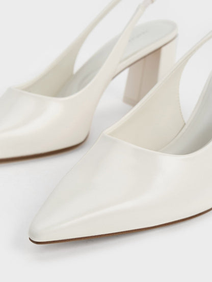 Teagan Pointed Slingback Pumps - White | CHARLES & KEITH