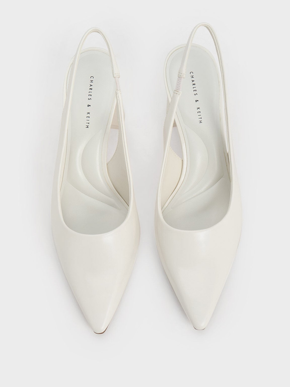 Teagan Pointed Slingback Pumps - White | CHARLES & KEITH