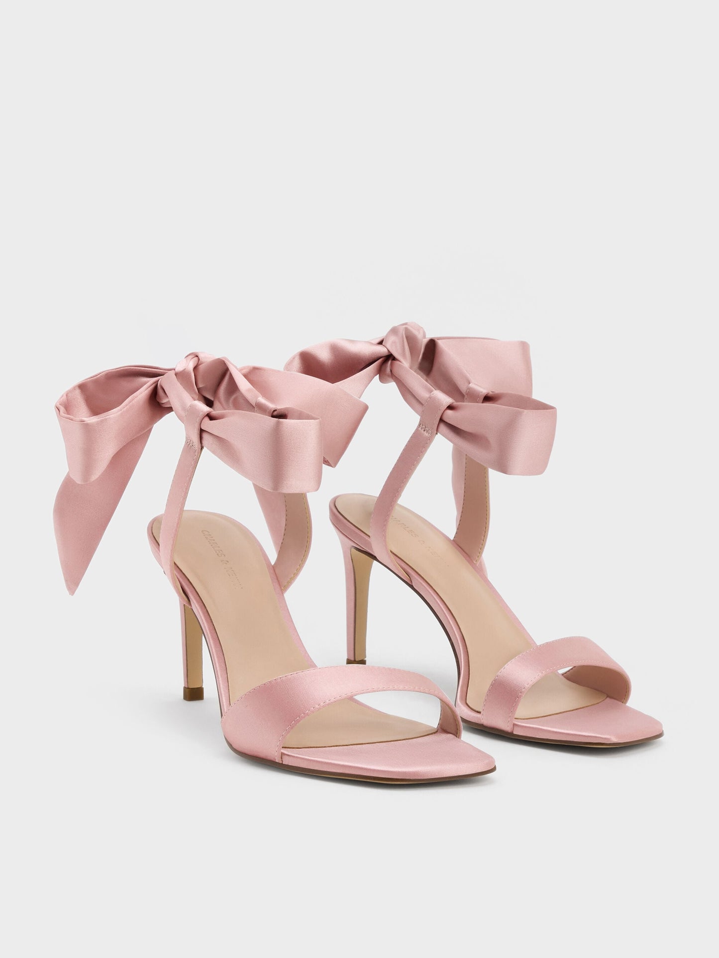 Eliana Satin Tie-Around Heeled Sandals - Pink | CHARLES & KEITH