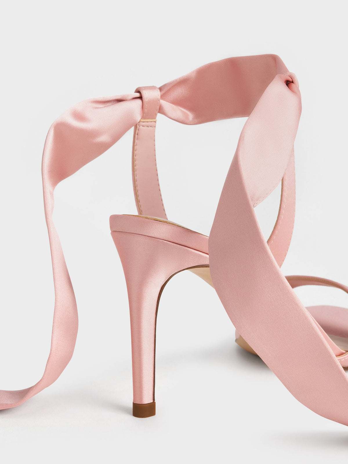 Eliana Satin Tie-Around Heeled Sandals - Pink | CHARLES & KEITH