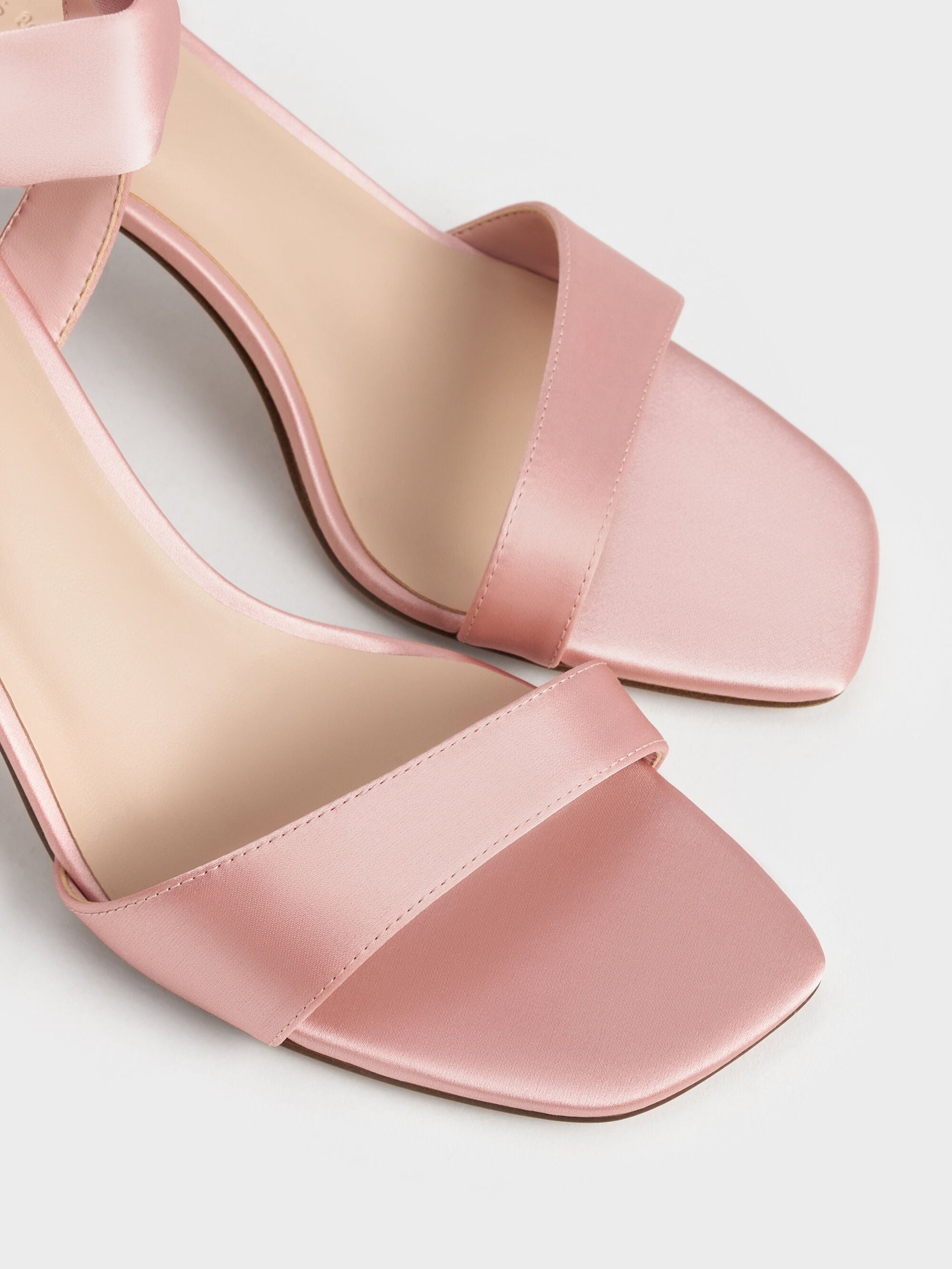 Eliana Satin Tie-Around Heeled Sandals - Pink | CHARLES & KEITH